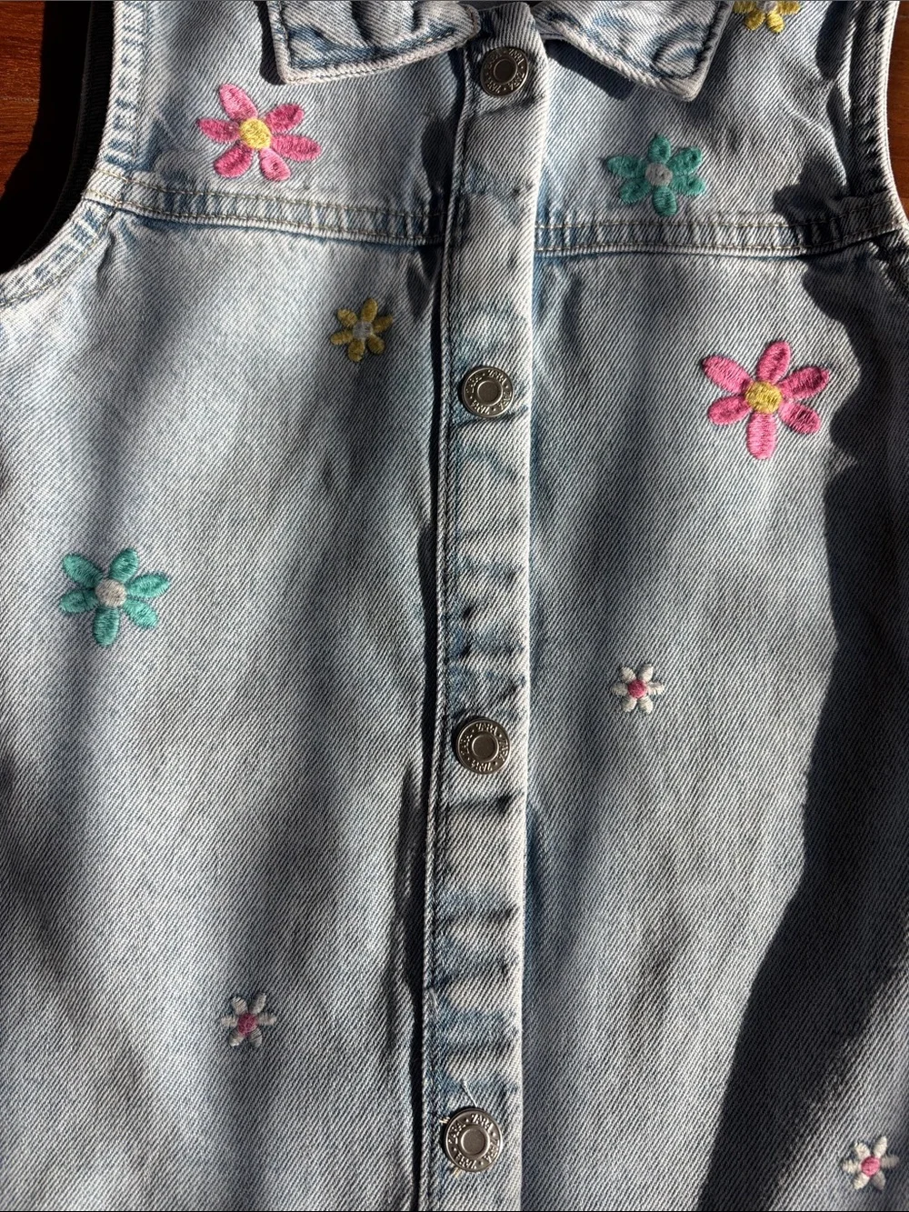 ZARA KIDS DENIM DRESS WITH EMBROIDERED FLOWERS 🌸🌼